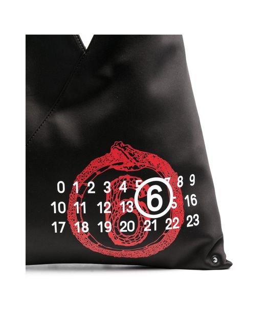 MM6 by Maison Margiela Black Small Year Of The Snake Japanese Tote Bag for men