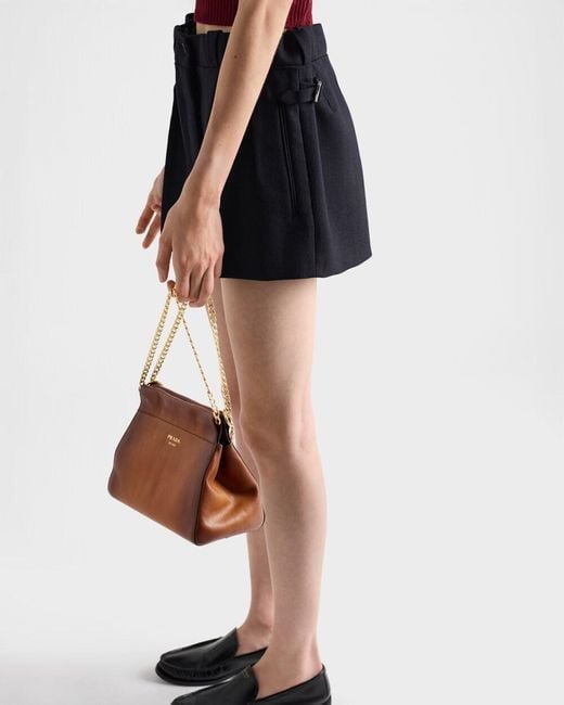 Prada Blue Pleated Buttoned Shorts