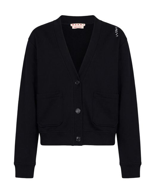 Marni Black Solid Color Long-Sleeve Sweatshirt