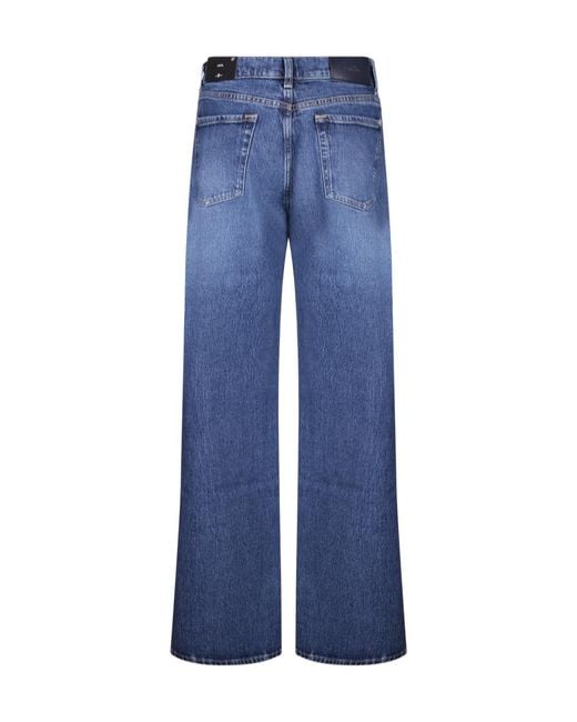 7 For All Mankind Blue Wide-Leg Embellished Jeans