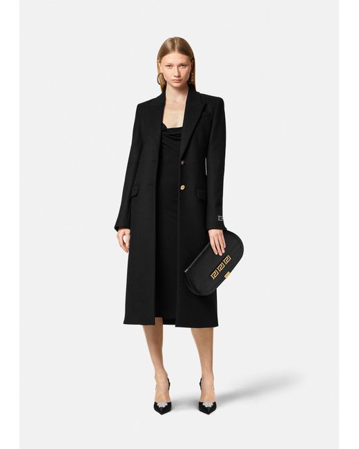 Versace Black Long-Sleeved Button-Up Coat