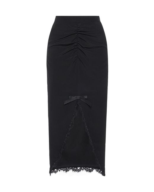 Alessandra Rich Black Lace-Trim Midi Skirt