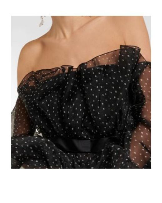 Giambattista Valli Black Polka-Dot Strapless Silk Mini Dress