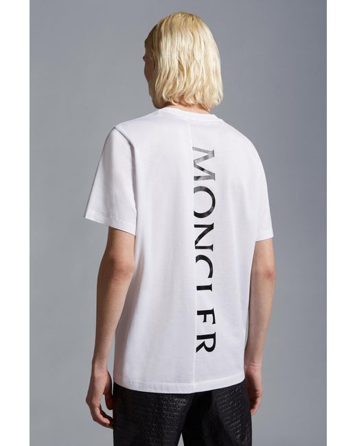 Moncler White Logo Detailed Crewneck T-Shirt for men