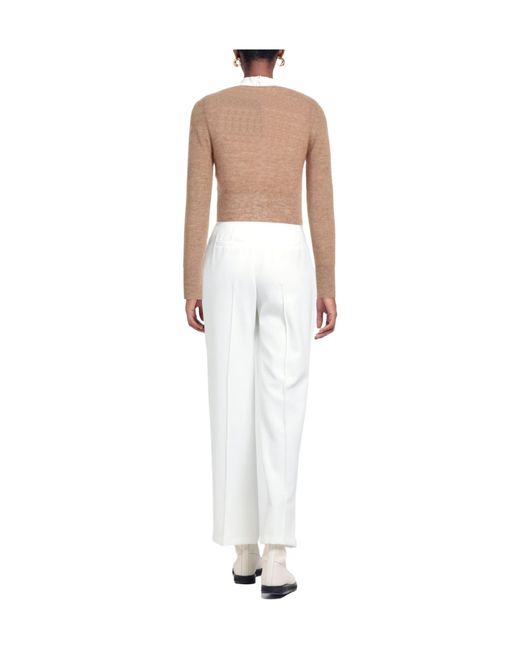 Jacquemus White Solid-Colored Cropped Knit Cardigan
