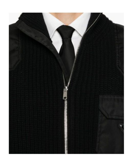 Prada Black Wool And Cashmere Cardigan for men