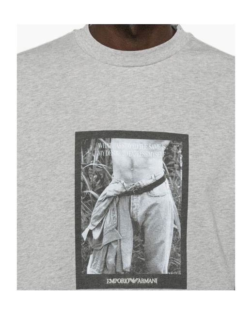 Emporio Armani Gray Graphic-Print Crew-Neck Sweatshirt for men