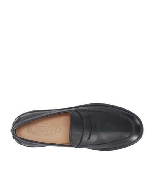 Tod's Black Leather Loafers for men