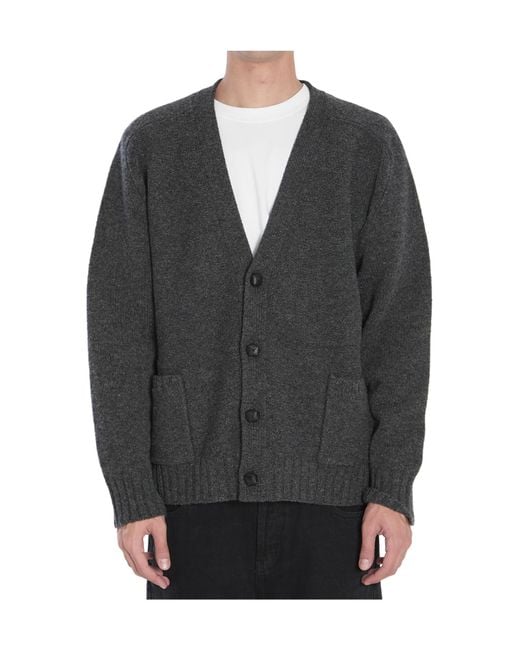 Bottega Veneta Gray V-Neck Knitted Cardigan for men