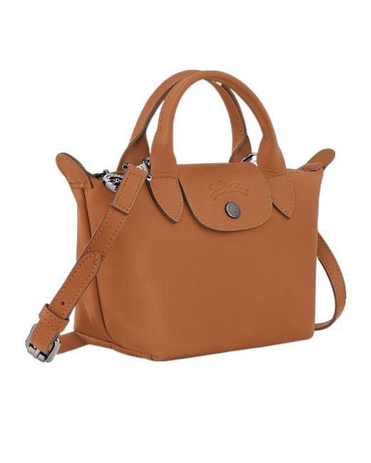 Longchamp Brown Le Pliage Xtra Small Top Handle Bag