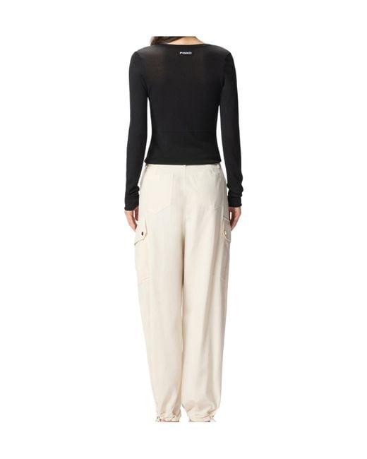 Pinko Black Bustier-Detail V-Neck Sweater