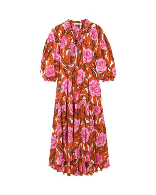 Diane von Furstenberg Red Pleated Laminated Dress