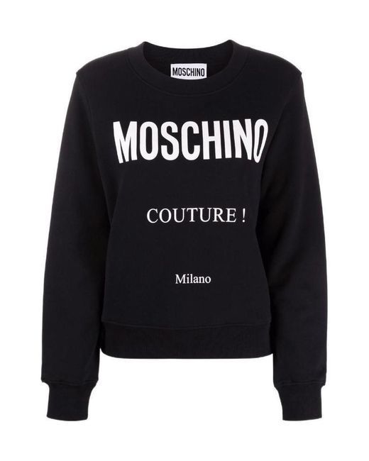 Moschino Black Round Collar Long Sleeve Sweater