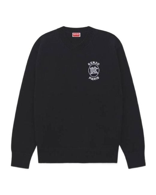 KENZO Blue Paris Emblem Embroidered Jumper for men