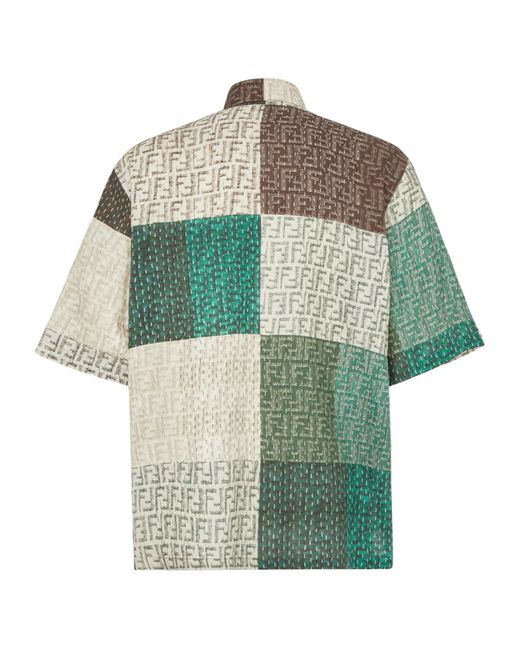 Fendi Multicolor Linen Shirt With All-Over Ff Print for men
