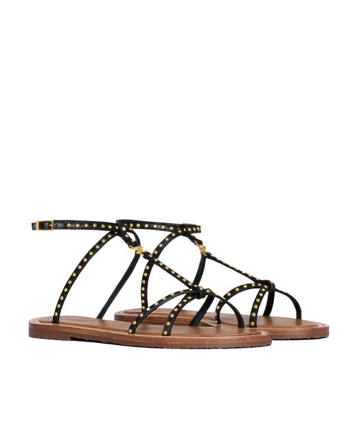 Céline Brown Taillat Flat Sandal With Studs