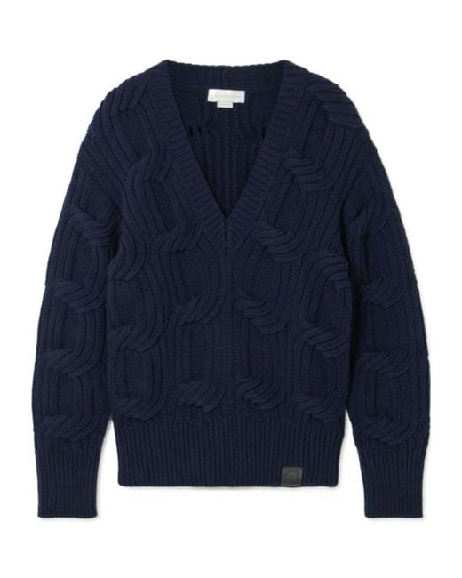 Stella McCartney Blue Chain V-Neck Knitted Jumper