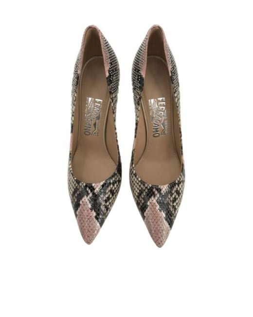 Ferragamo Metallic Logo Details Heels
