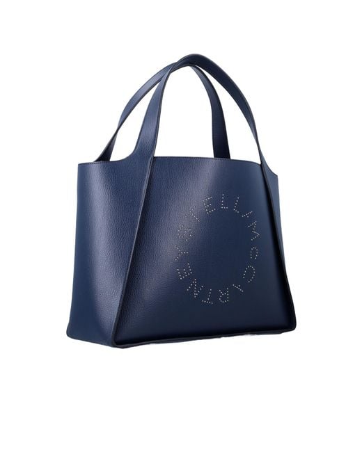Stella McCartney Blue Logo Perforated Tote Bag