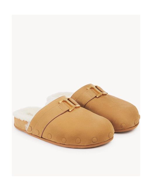 Chloé Brown Flat Slippers