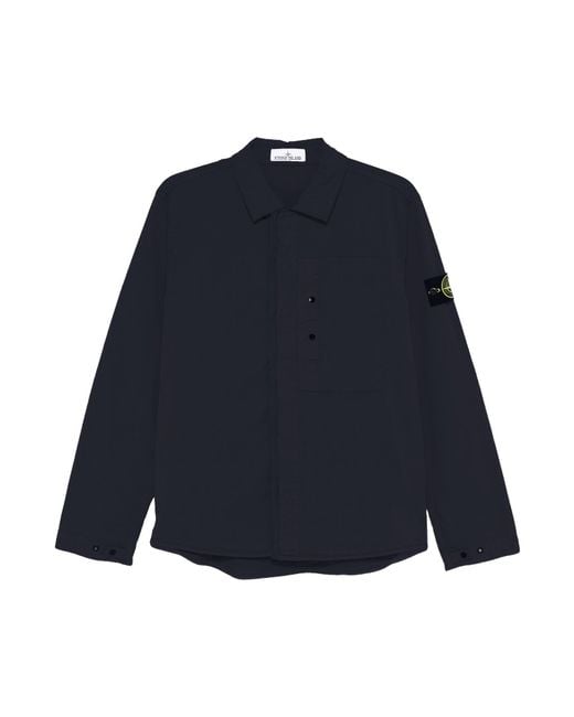 Stone Island Blue Compass Patch Long-Sleeved Jacket for men