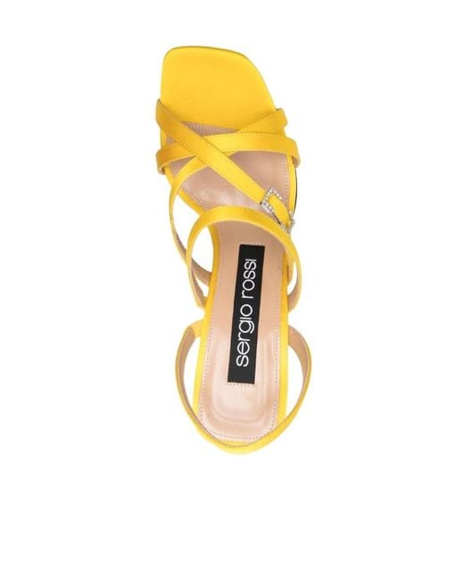 Sergio Rossi Yellow Square Toe Sandals