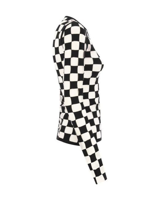 Sportmax Black Checkerboard Effect Crewneck Knitted Jumper