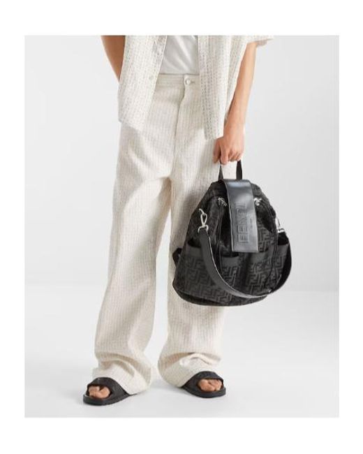 Fendi White Stitch Detail Straight-Leg Long Jeans for men