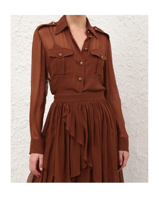 Zimmermann Brown Memento Pocket Shirt