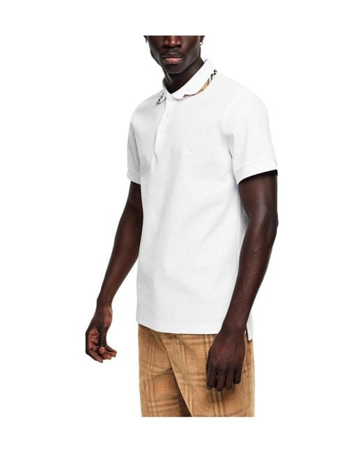 Burberry White Short Sleeve Polo Shirt for men