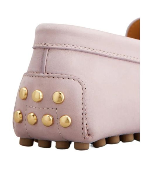 Tod's Pink Logo Detailed Slip-On Flat Shoes