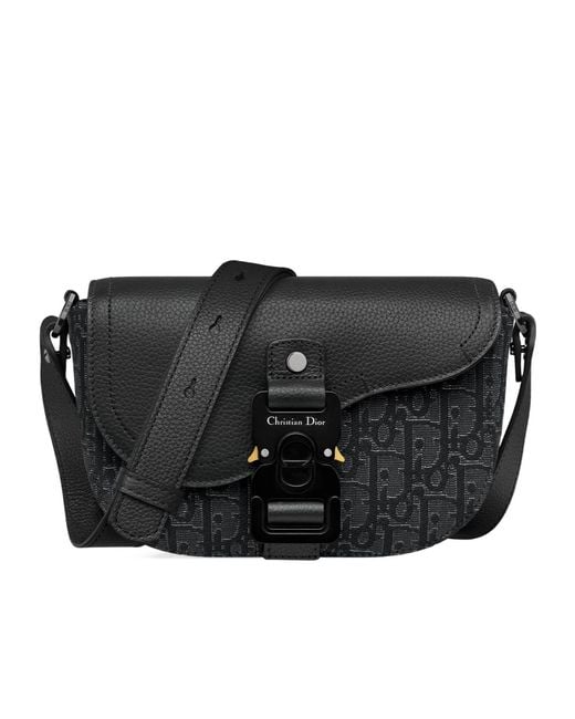 Dior Black Mini Saddle Messenger Bag With Flap for men