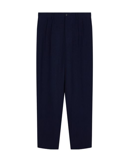 Giorgio Armani Blue Pleated Tailored Trousers for men