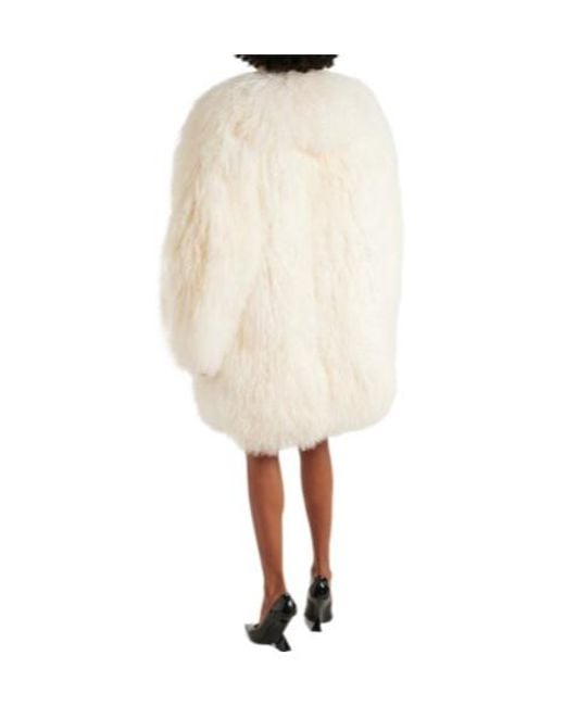 The Attico White Long Curly Fur Coat