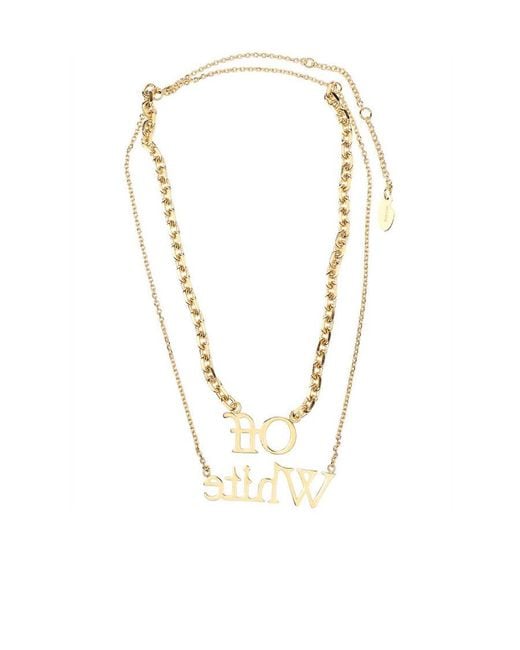 Off-White c/o Virgil Abloh Metallic Logo-Pendant Necklace