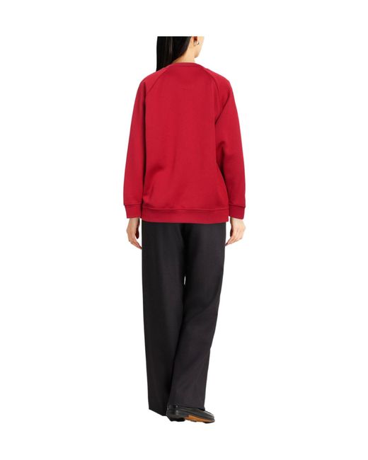 Max Mara Red Solid Color Crew Neck Long Sleeve Sweatshirt