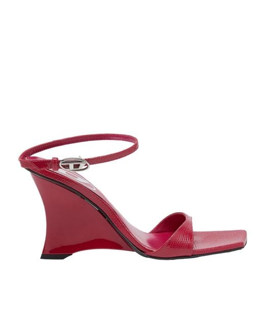 DIESEL Pink D-Amber Wedge Sandals