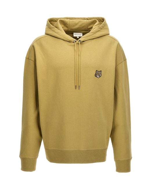 Maison Kitsuné Green Maison Kitsuné Bold Fox Head Patch Drawstring Hoodie for men