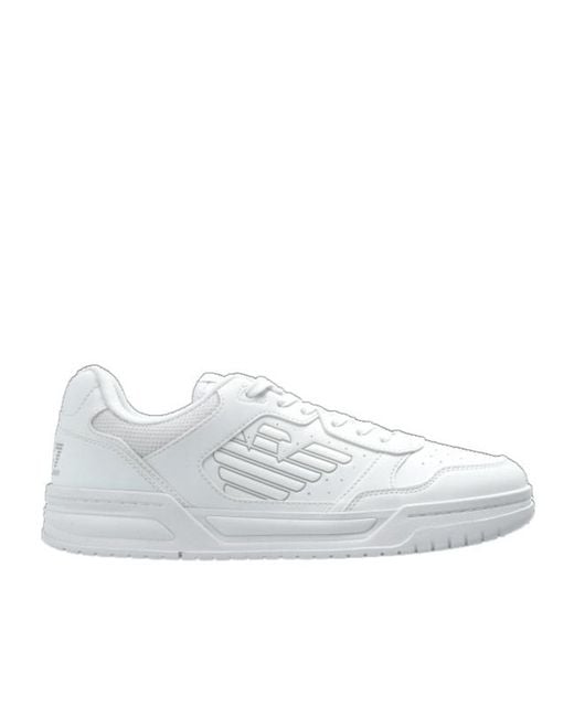 EA7 White Panelled Lace-Up Sports Shoes for men