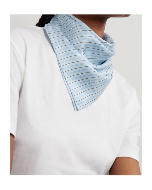 Totême Blue Striped Silk Scarf