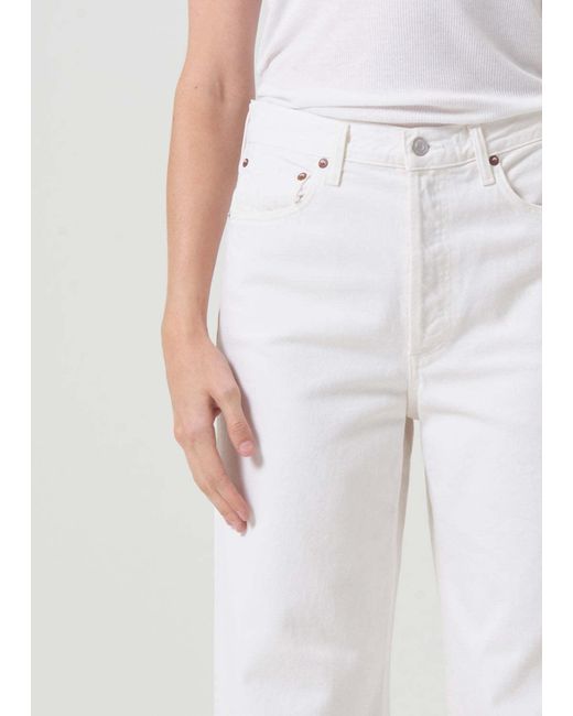 Agolde White Dame High-Rise Wide-Leg Jeans