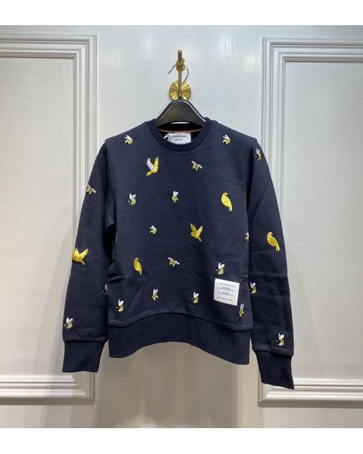 Thom Browne Blue Animal-Embroidered Sweatshirt