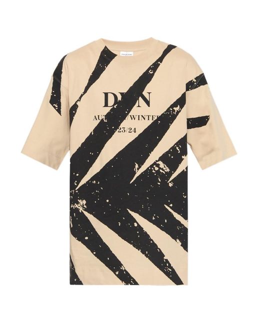 Dries Van Noten Black Logo Printed Crewneck T-Shirt for men