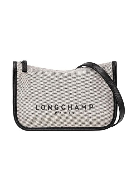 Longchamp Gray Essential Toile East/West Crossbody Bag
