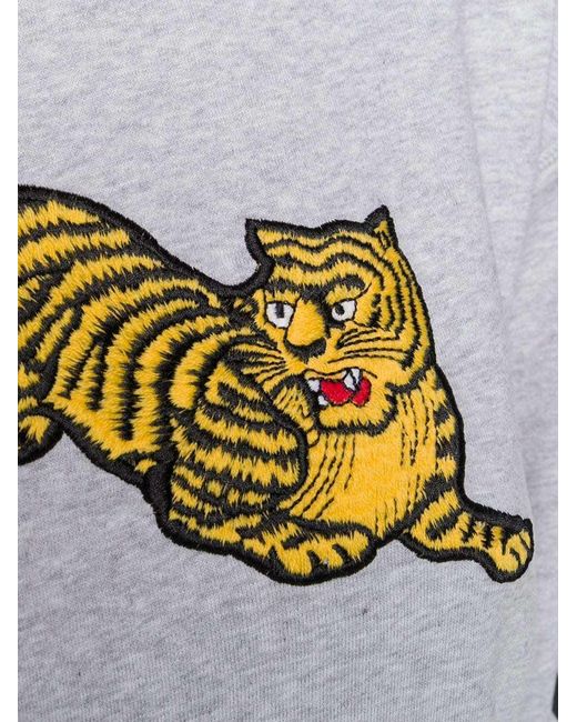 KENZO Gray Tiger Printed Long-Sleeved Sweater