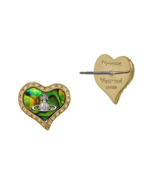 Vivienne Westwood Green Heart-Shaped Stud Earrings
