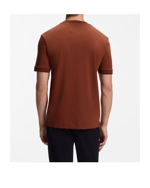 Boss Brown Logo-Plaque Cotton T-Shirt for men