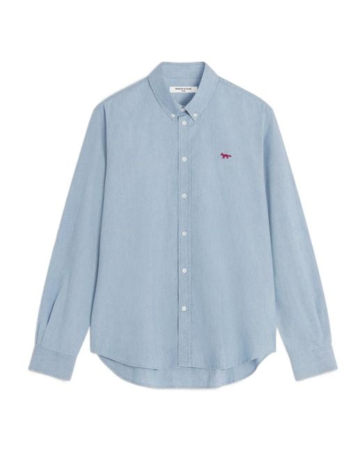 Maison Kitsuné Blue Maison Kitsuné Profile Fox Long-Sleeve Shirt for men