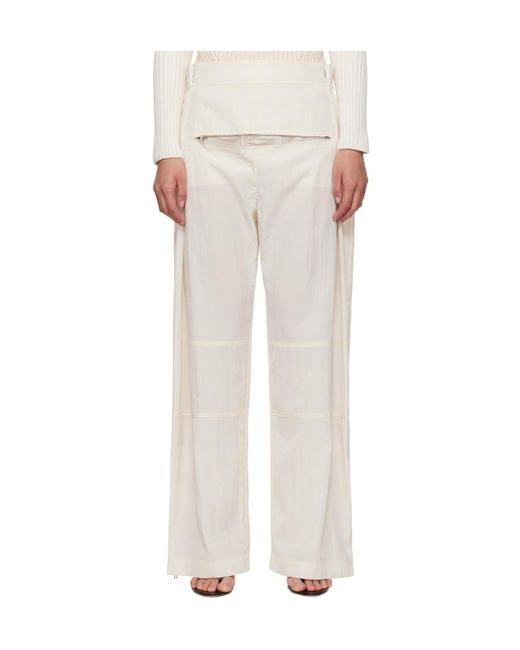 Jean Paul Gaultier White Zipper Wide-Leg Trousers