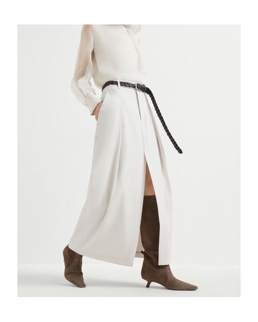 Brunello Cucinelli White Curved Sartorial Skirt